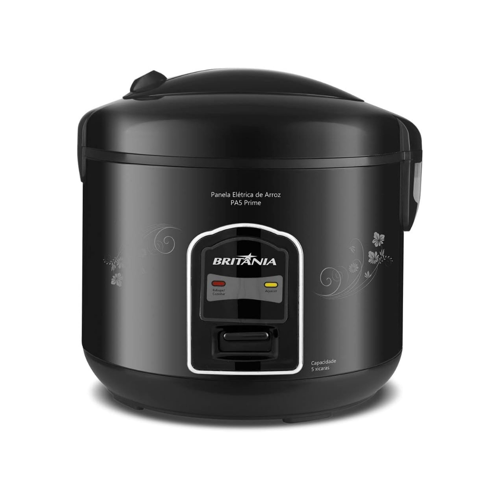 Panela de Arroz Elétrica Britânia PA5 Prime 5 Xícaras Antiaderente 300W 127V Preta em Oferta na Shopee