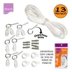 Kit Completo de Reposição Varal de Teto SECALUX Corda + Roldanas Resistente, Reforçado.