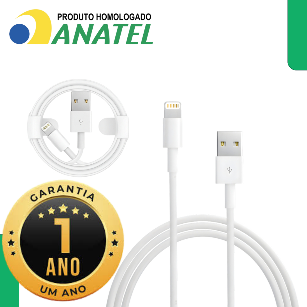 Kit 2 Cabos Rápido De 1m USB Tipo A Para iPhone 14 13 12 11 Pro Max Plus XR Cabos De Dados