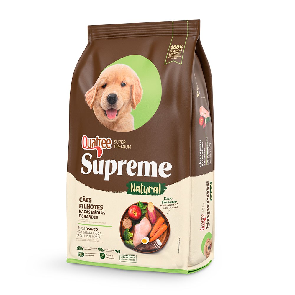 Ração Quatree Supreme Cães Filhotes Raças Médias e Grandes Frango e Batata Doce 15kg em Oferta na Shopee