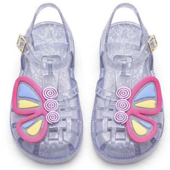 Sandalia Infantil Menina Infantil Leve Brilhante Antiderrapante Com Aplique de Borboleta
