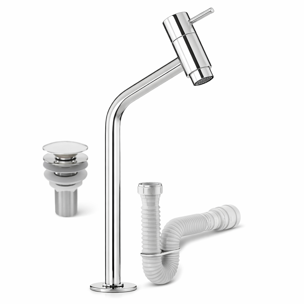 Kit Torneira Banheiro Cromado Bancada + Válvula Click 7/8 + Sifão Flexível Universal em Oferta na Shopee