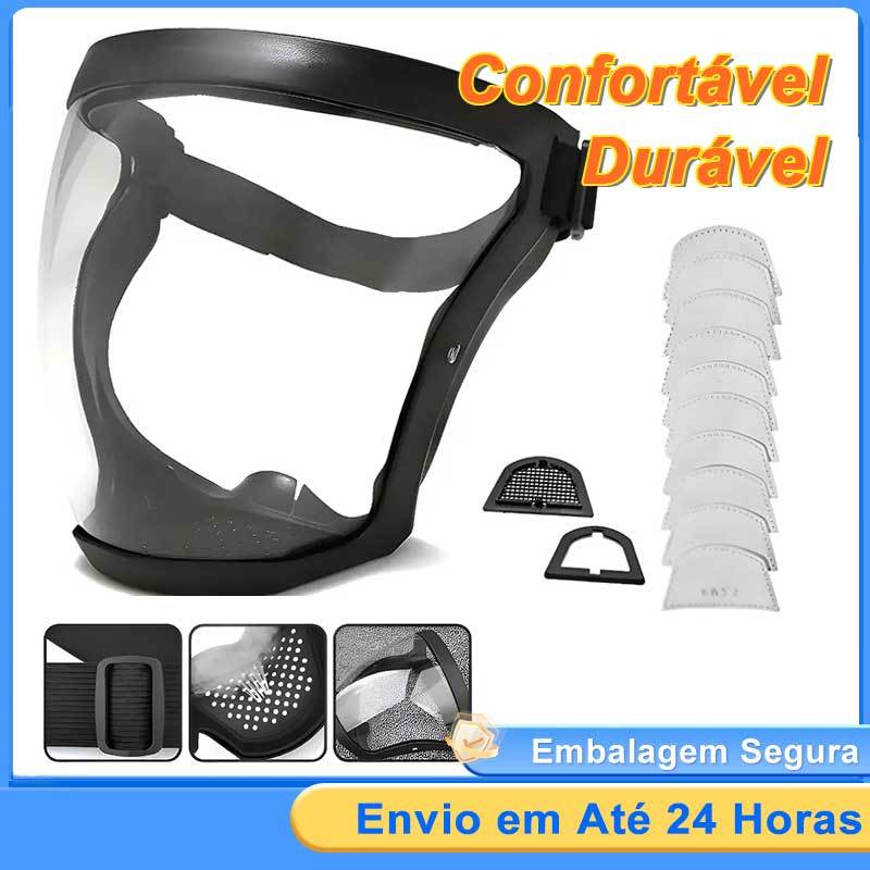 Máscara de Proteção Facial Completa Transparente - Anti Poeira, Anti Vento para Trabalho e Esportes