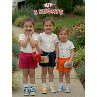 Kit 3 Shorts Infantil Menina Blogueira Moletinho Colorido em Oferta na Shopee