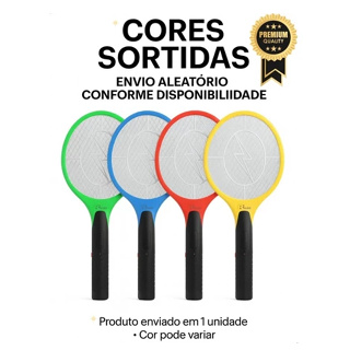 Raquete Mata Mosquito Elétrica Recarregável Com Led E Grade De Segurança - Cores Sortidas em Oferta na Shopee
