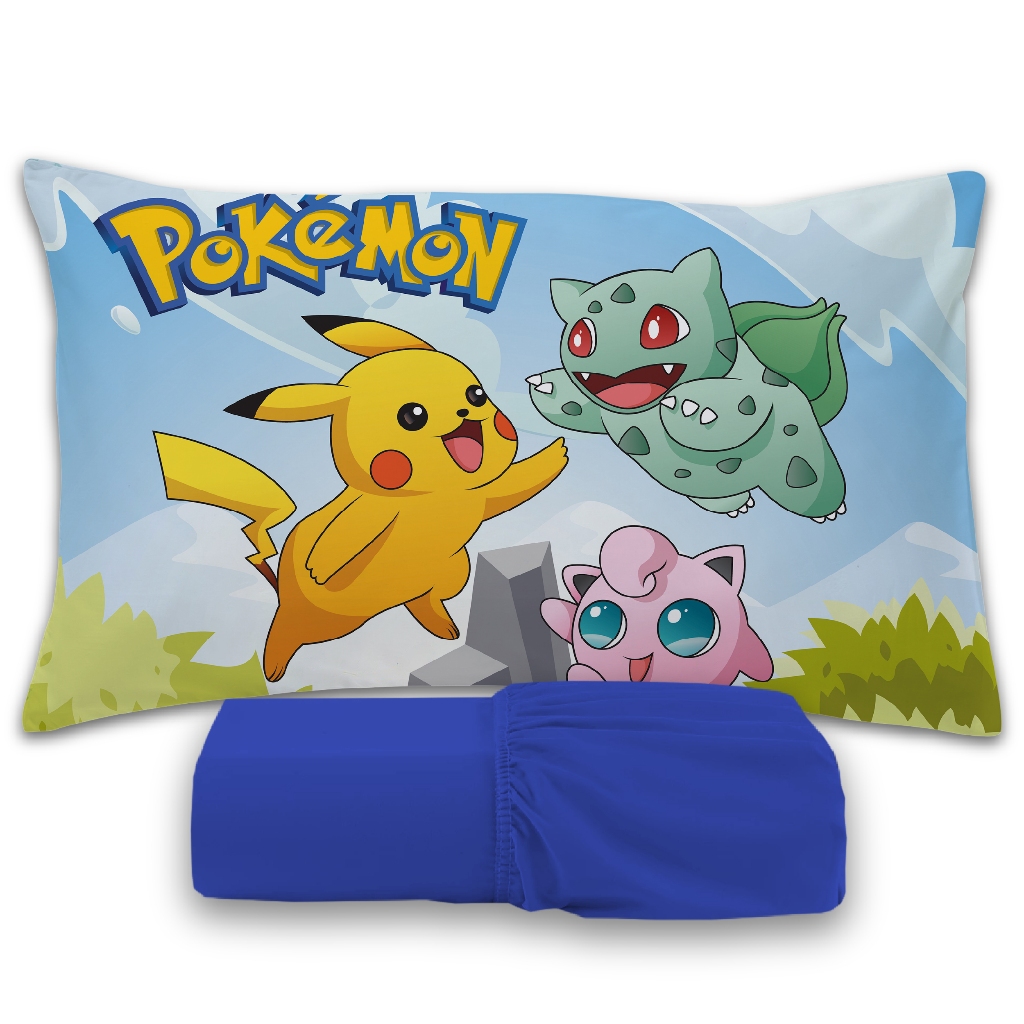 Jogo De Lençol 2 peças Infantil Temático Diversos De Personagens Ideal para Crianças - POKEMON