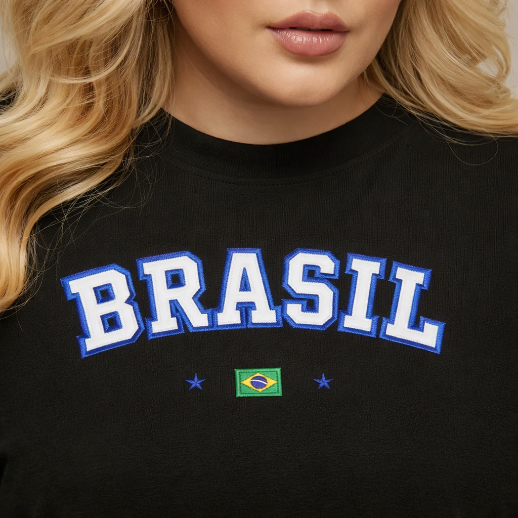 Camisa do Brasil Vestido Plus Size Copa do Mundo Tendência Moda Casual