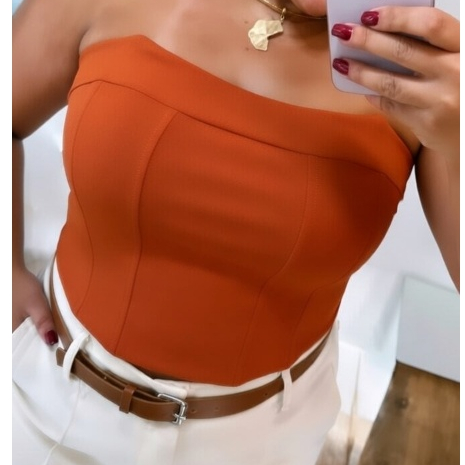 Cropped Plus Size Feminino Tomara que Caia com Bojo Estruturado em Oferta na Shopee