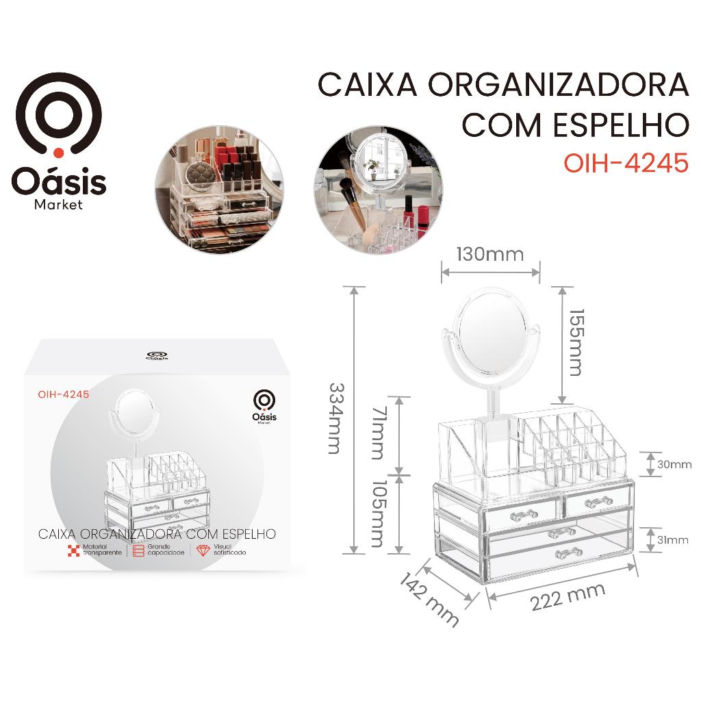 Organizador Porta Maquiagem Suporte Com Gaveta Acrílico Bmax