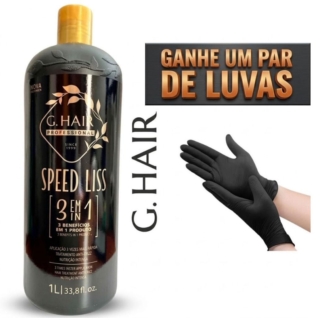 G.Hair - Escova Progressiva Salão Speed Liss Antifrizz 1L GANHE UM PAR DE LUVAS em Oferta na Shopee