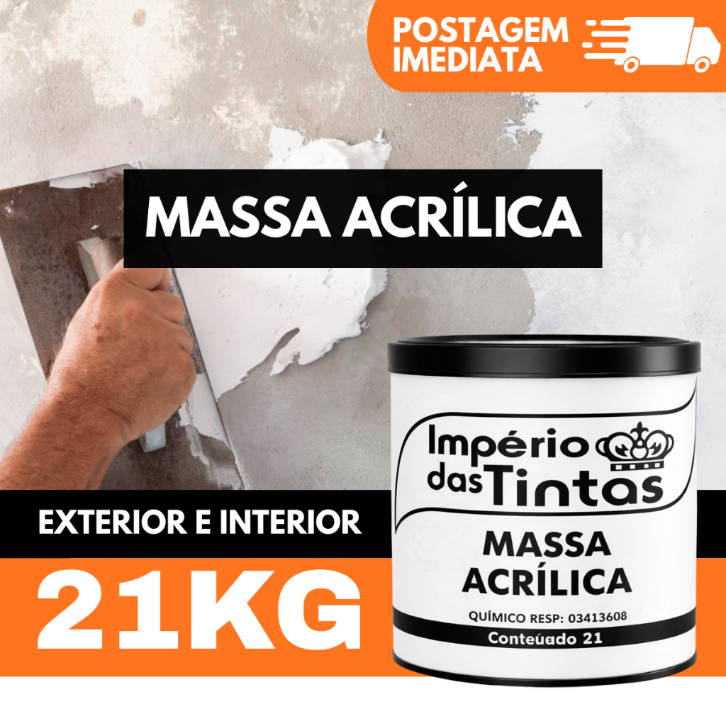Massa Acrílica Premium 21kg barrica Externo Interno Acabamento nivelador Fácil Aplicação branca