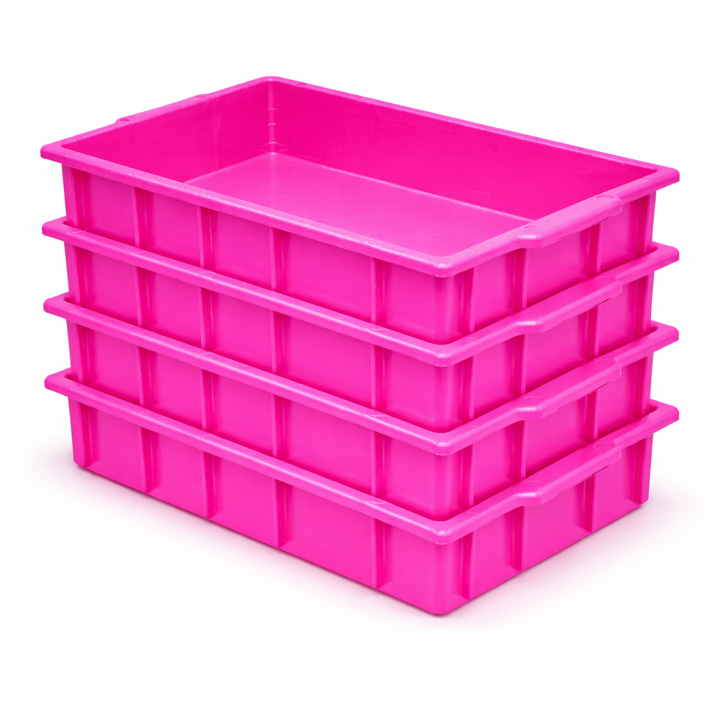Kit 5 Bandeja Caixa Plastica Organizadora 7 Litros Rosa - Plasconex