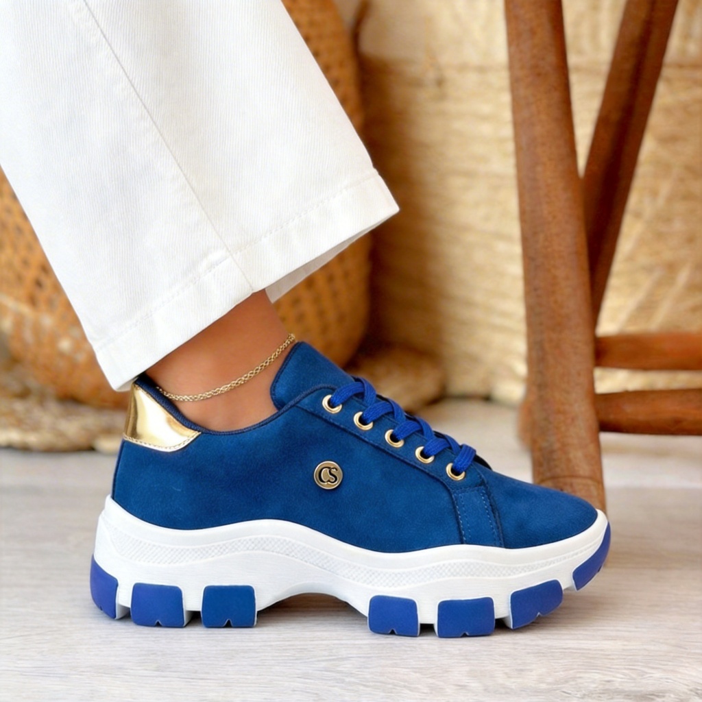 Tênis Feminino com Solado Alto Tratorado e Estilo Fashionista com Conforto para Rotina