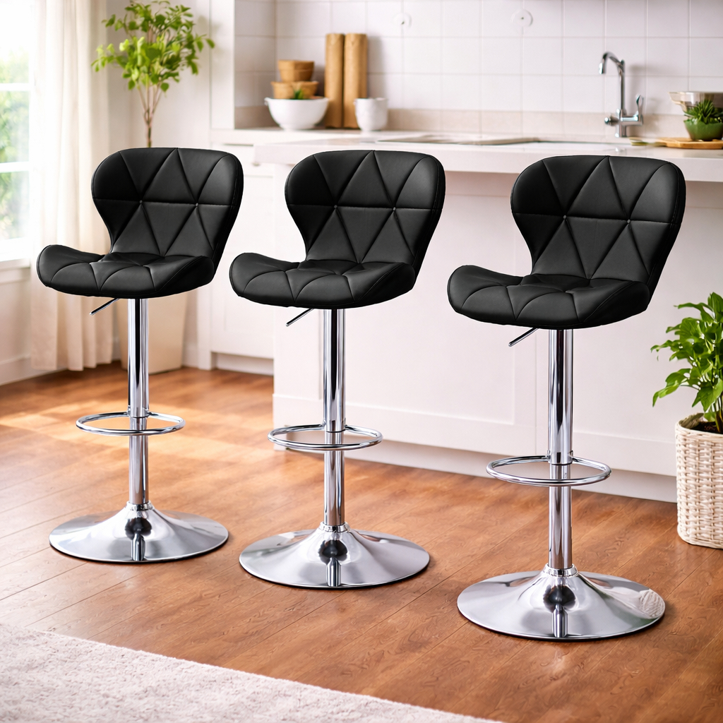 Kit 3 Banquetas Slim Estofada Giratória c/ Regulagem Apartamento Casa Cozinha Sala Salão Qualidade em Oferta na Shopee