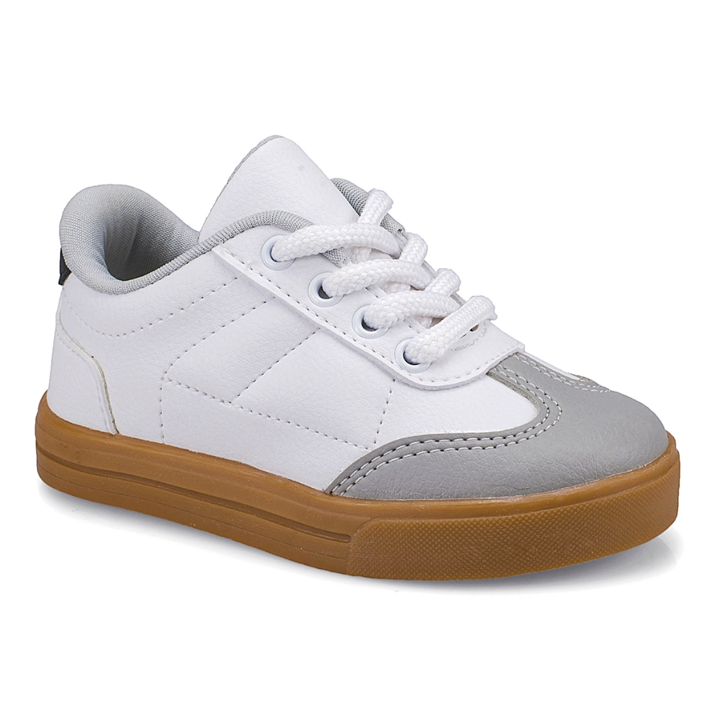 Tênis Infantil Menino Menina Samba Branco Leve Casual Confortável 20502 Pequito