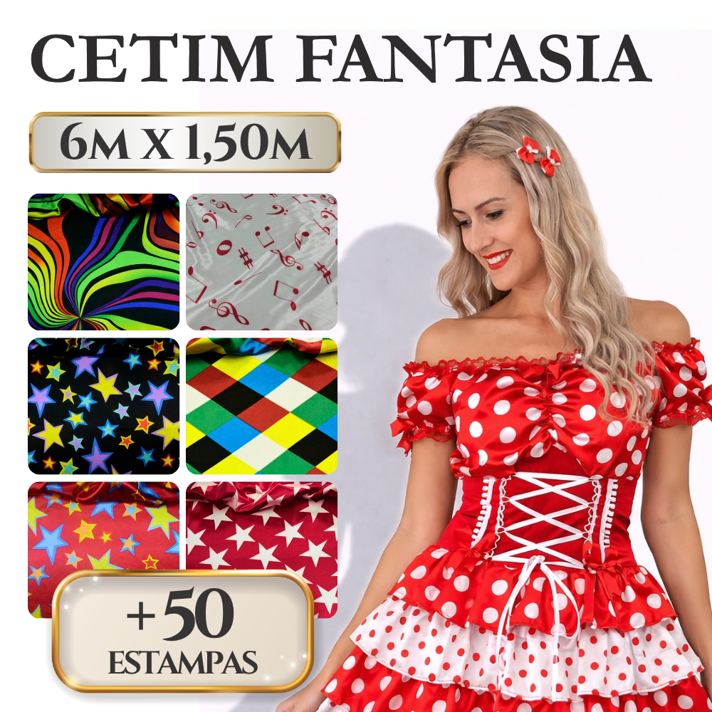 Tecido Cetim Estampado 6m x 1,5m | Ideal para Fantasias, Figurinos, Eventos, Decorações e Artesanato