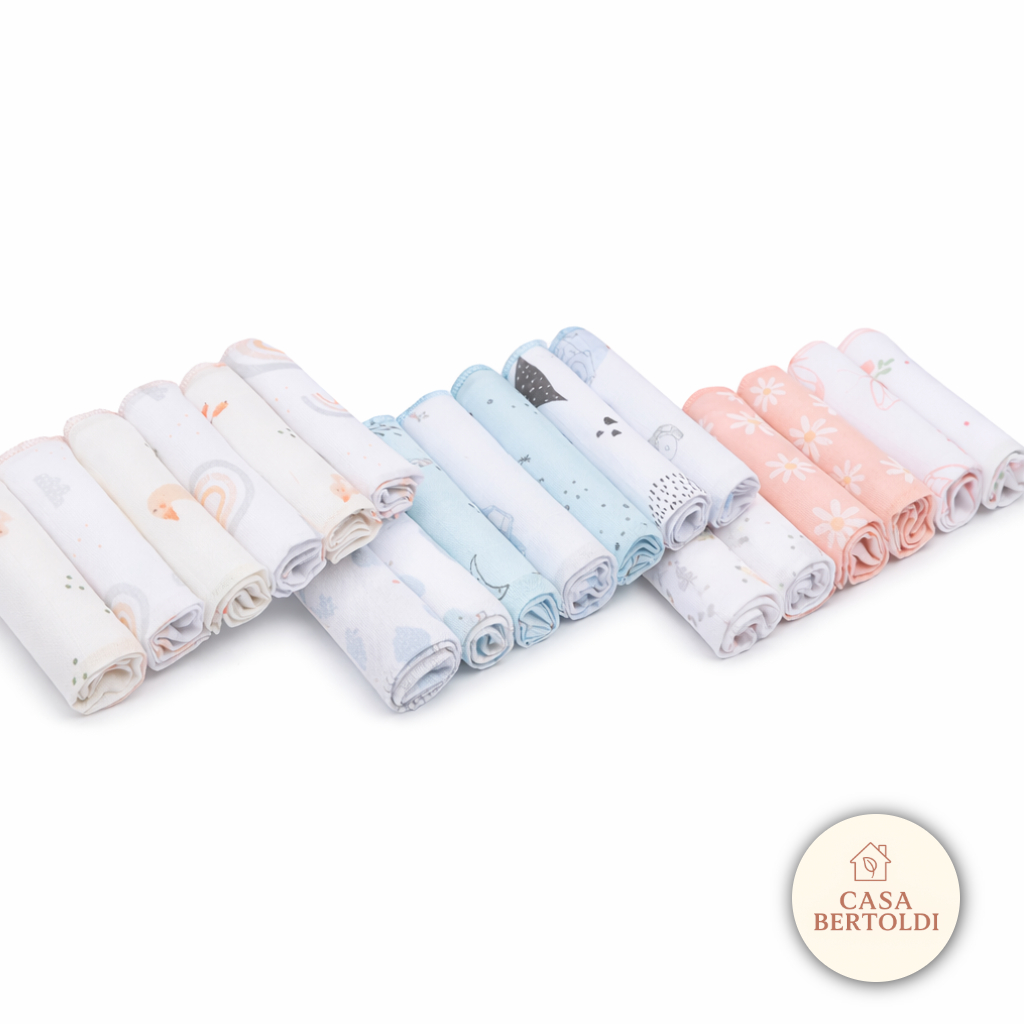 Kit 6 Paninho Boca Bebê Soft Algodão Menino Menina Neutro Fralda Estampada Enxoval RN Infantil 28x28
