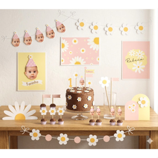 Kit festa decoração margarida papelaria decorativa flores jardim em Oferta na Shopee