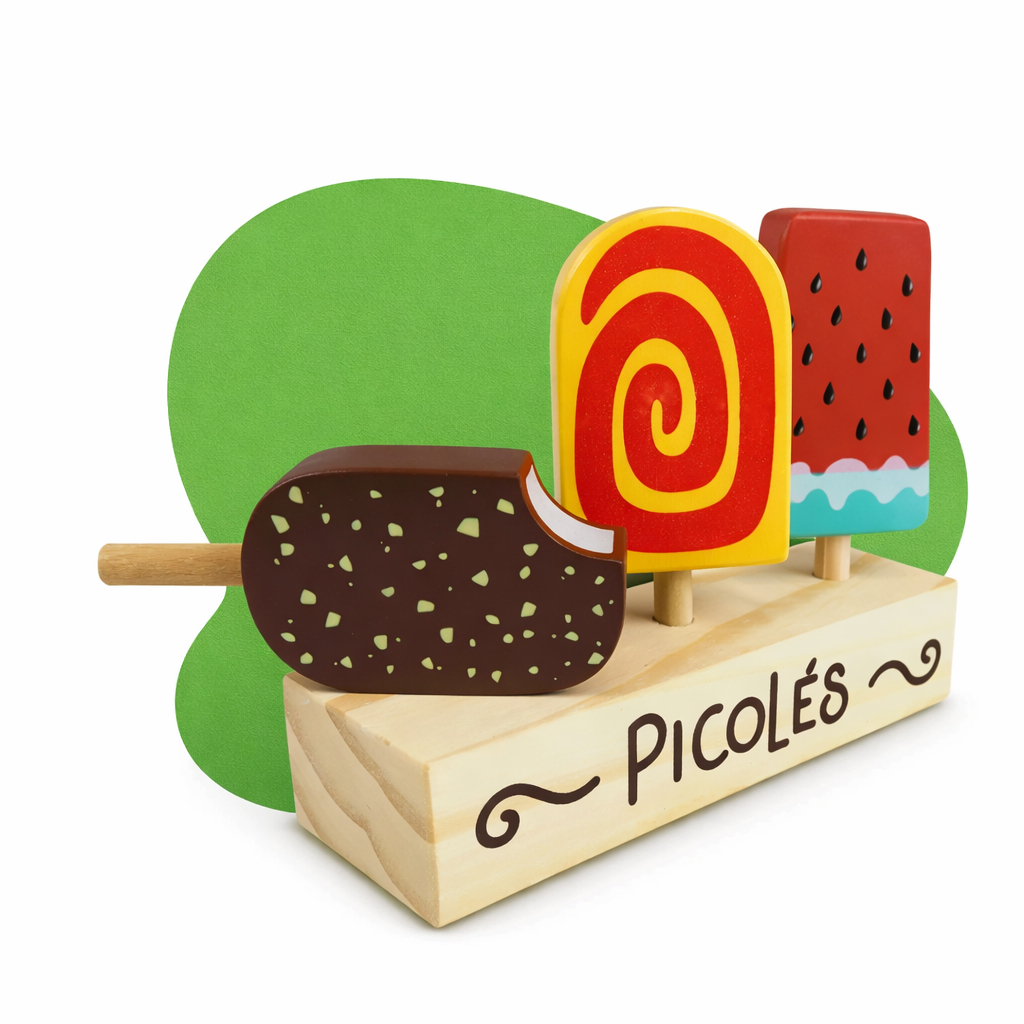 Imagem Picolé Brinquedo Madeira Infantil Pedagógico Montessori Faz de Conta Comidinhas Criança Lúdico