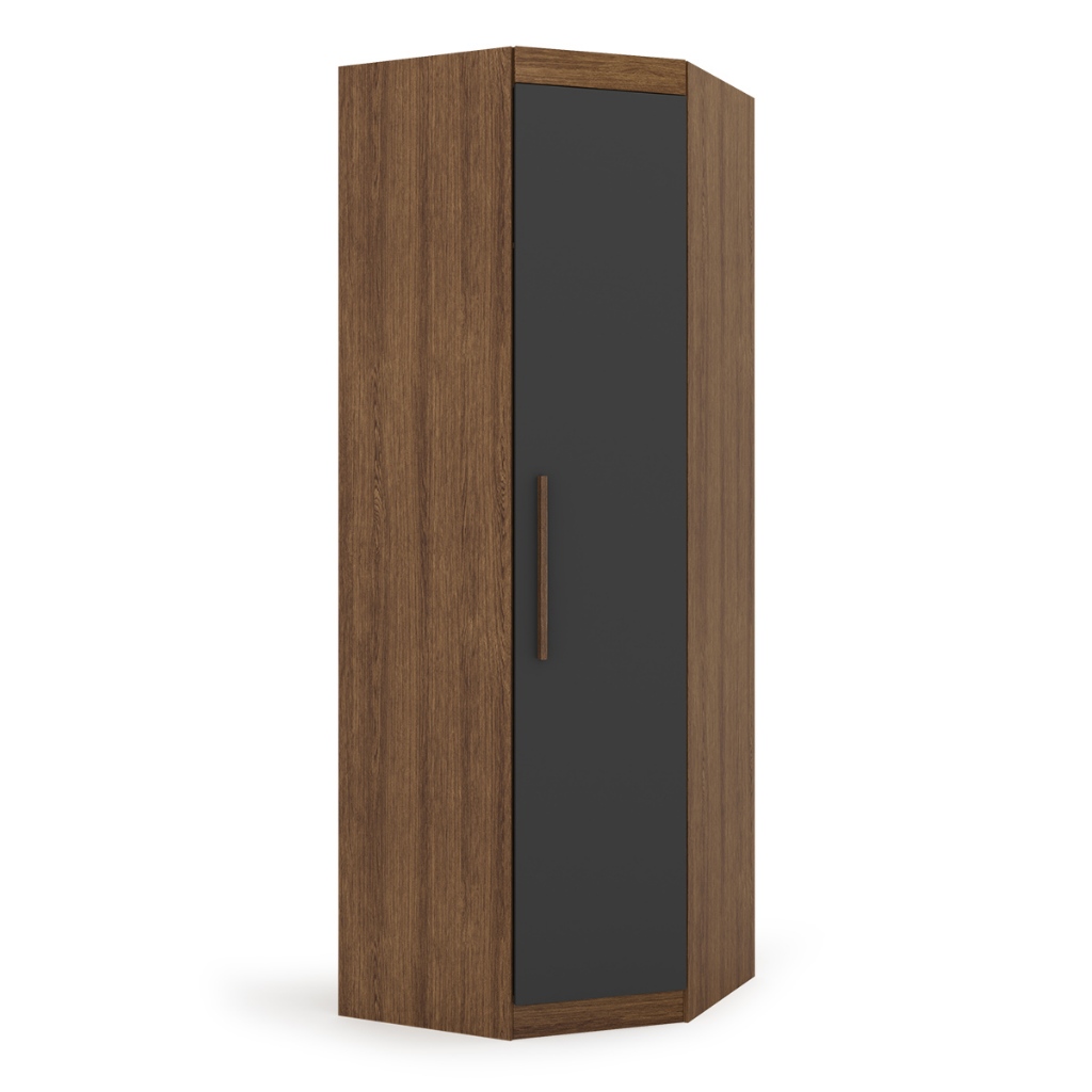 Guarda Roupa Genova Módulo Canto Ipe Wood com Grafite Batrol