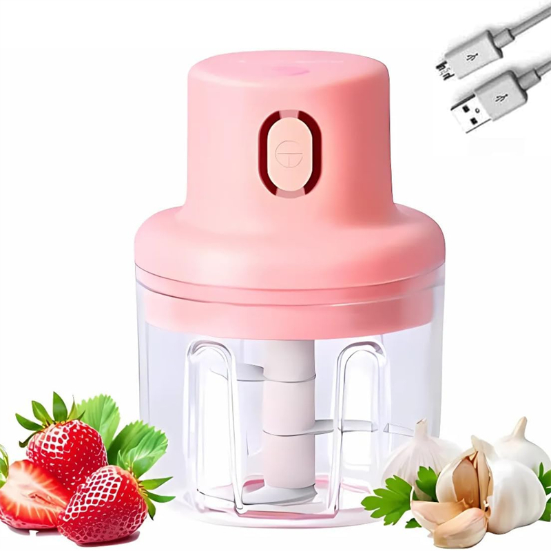Mini Processador Elétrico USB 250ml Portátil – Triturador de Carne, Legumes e Alho Recarregável Bivolt