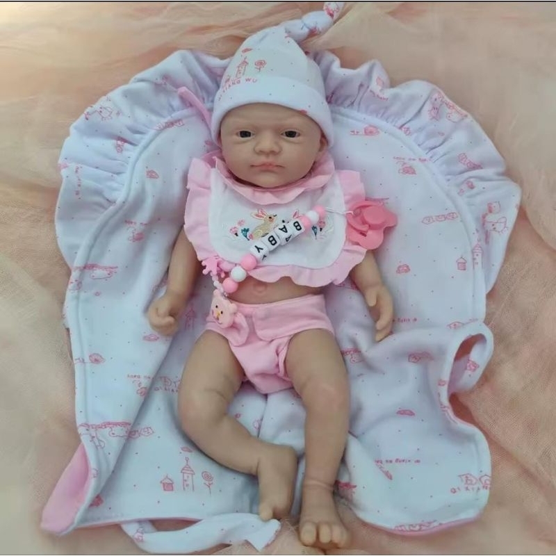 100% silicone sólido reborn luna 35 cm 1.5 kg promoção já no Brasil chupa chupeta abre a boca envio imediato