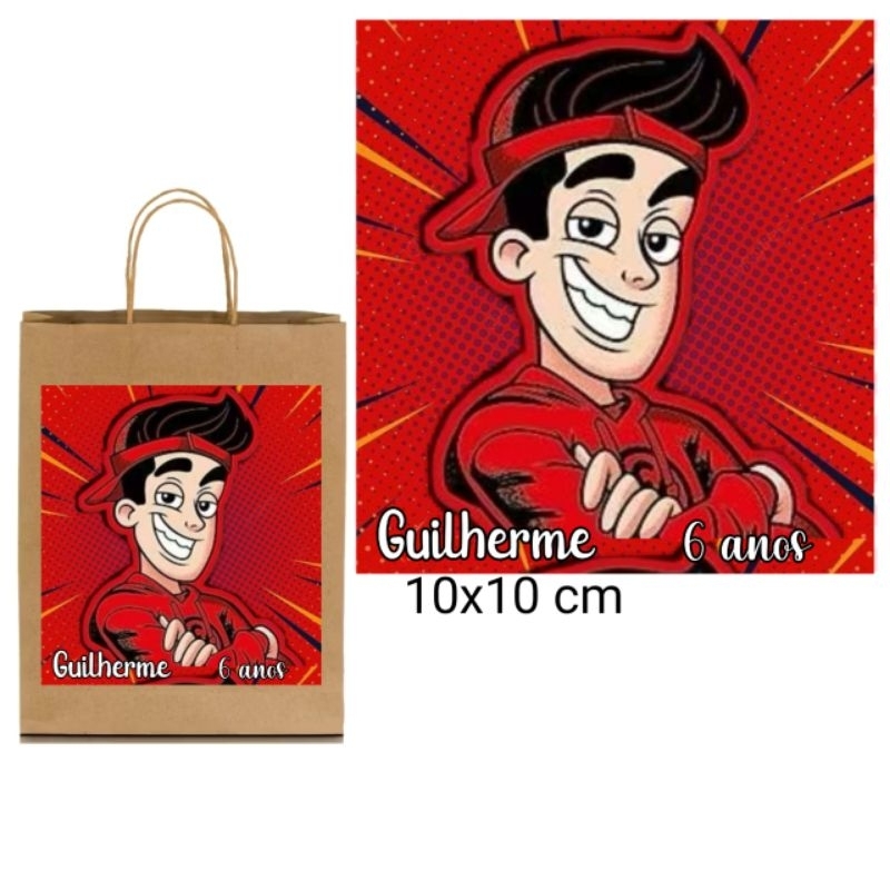 rótulos adesivos para sacola Kraft 10x10 Personalizado enaldinho |fazemos qualquer tema | lembrancinhas | aniversário
