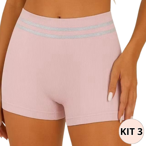 Kit 3 Cueca Box Feminina Canelada Importada Shortinho Confort Short Proteção