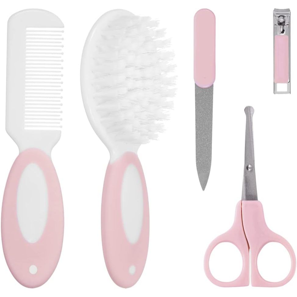 Kit Higiene Cuidados Bebê Tesoura Cortador Escova Pente Recém Nascido Buba
