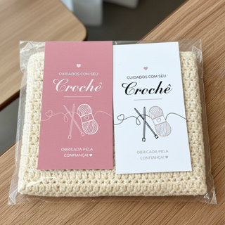 Cartão Cuidados com Crochê e Tricô - Lavagem da Peça - 9x5 cm - Crochet Tricot em Oferta na Shopee