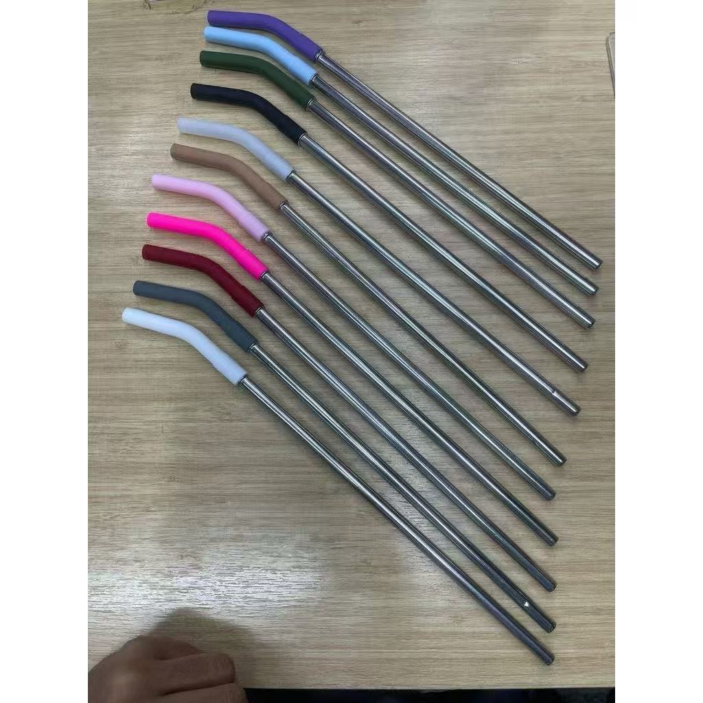 Kit Canudo Inox Reutilizável com Ponta de Silicone – Curvo e Reto, Colorido, Sustentável, Para Copos e Garrafas em Oferta na Shopee