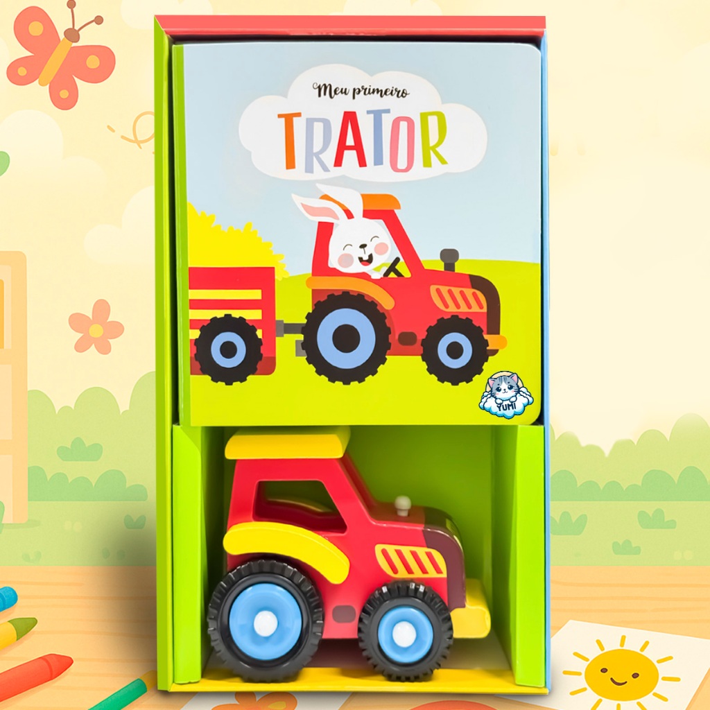 Livro Infantil com Trator Brinquedo Sensorial Educativo Interativo Criança Presente