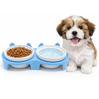 Comedouro Bebedouro duplo elevado tigela ceramica Orelinhas Caes Gatos Pets em Oferta na Shopee
