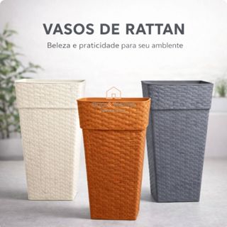 Plasnew Vaso Quadrado Polipropileno 10 Litros Para Flores e Plantas de Decoração Rattan em Oferta na Shopee