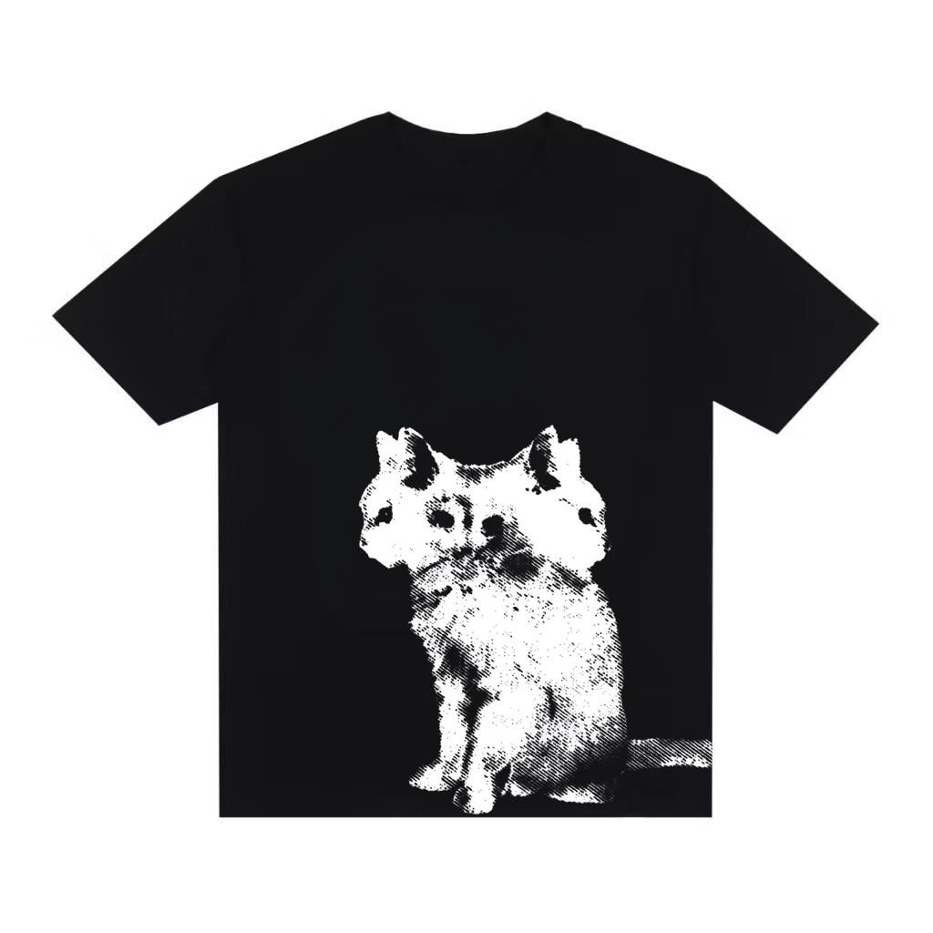 Camiseta Streetwear Y2K Camisa Over Gato Cerbero Creepy Alternativo Gótico Estiloso Oversized Emo Swag Larga Hip Hop Rap