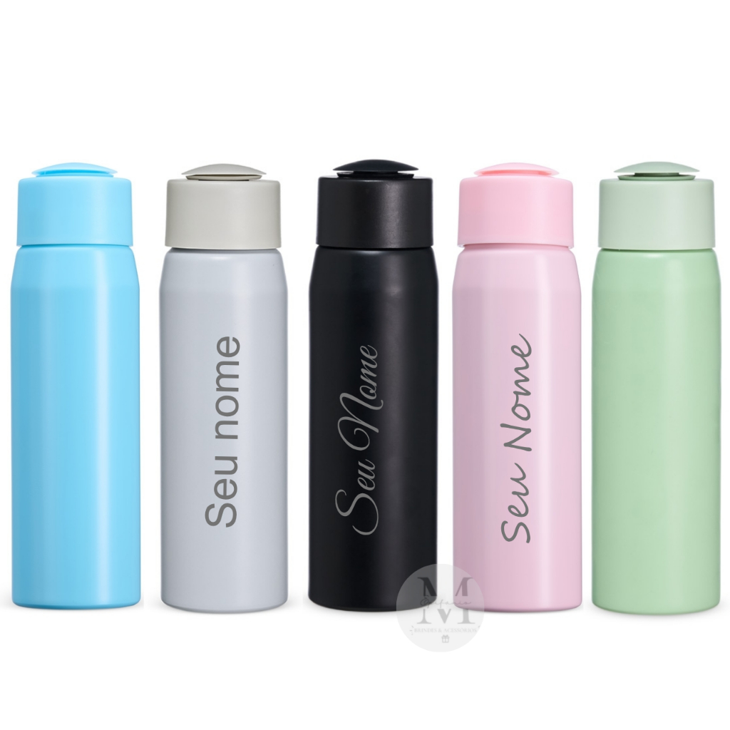 Garrafa Alumínio Fosco 600 ml | personalize com seu nome | Leve Prática e Moderna com Alça e Tampa Segura