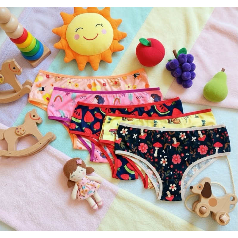Kit 5 Calcinhas algodão confortável Infantil Menina conforto dia a dia escola brincadeira