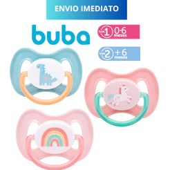Chupeta Comfort Buba Bico Simétrico Tamanho 1 ou 2 Desenho Magic Dino, Unicórnio ou Arco Iris