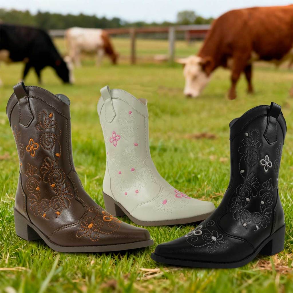 Bota Texana Infantil Menina Boiadeira Nº30 ao 37 Moda Country Bordada 09.62J