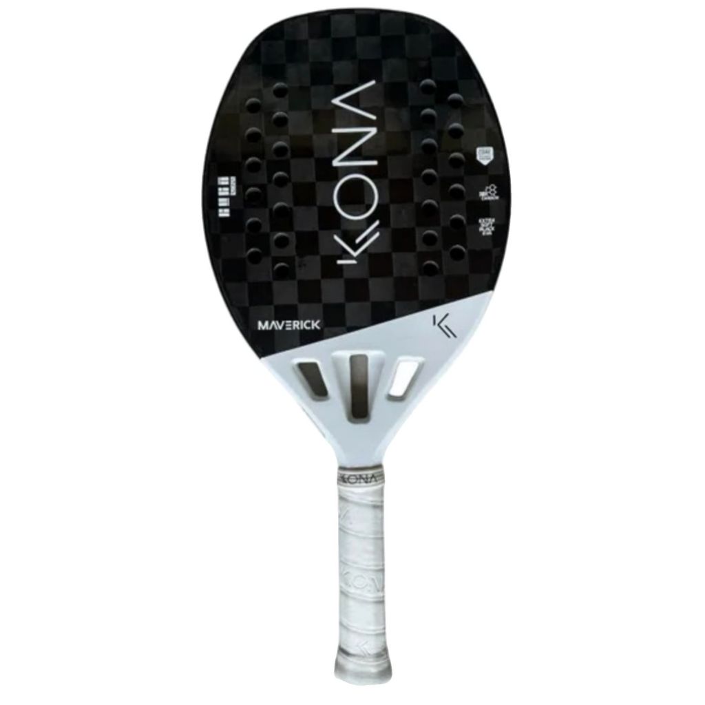 Raquete Beach Tennis Kona Maverick White Carbono 18k 2023 + Capa + Overgrip