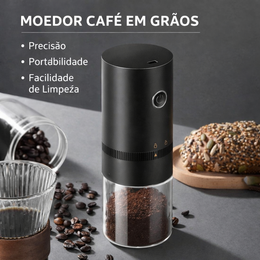 Moedor Café Grãos Elétrico Portátil USB C Profissional Moagem Cerâmica Ajuste Fino