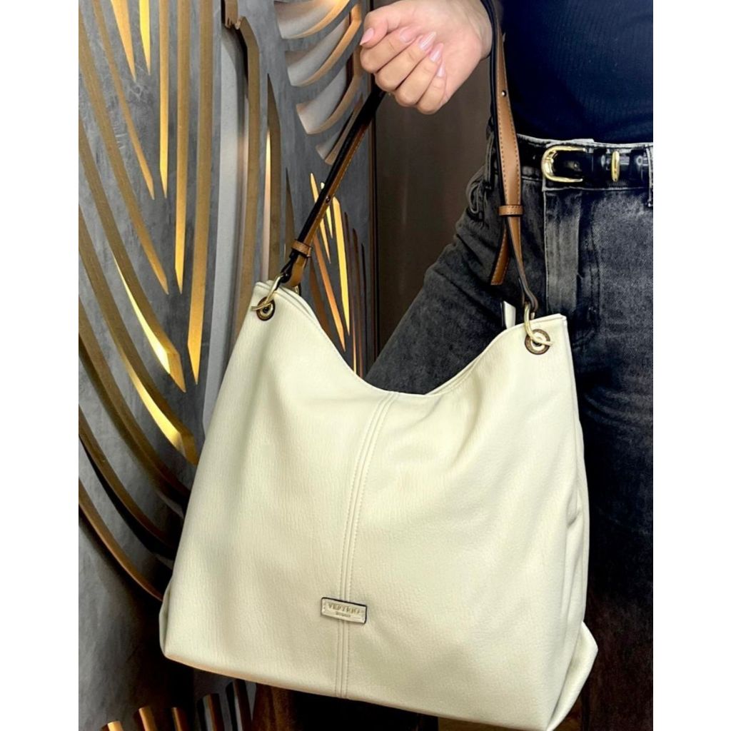Bolsa Feminina Veryrio Espaçosa Couro de Luxo Alça de Ombro e Transversal Estilo Saco