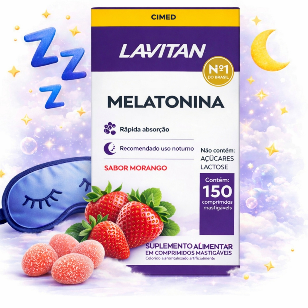 Lavitan Melatonina Morango 150 Comprimidos Mastigáveis
