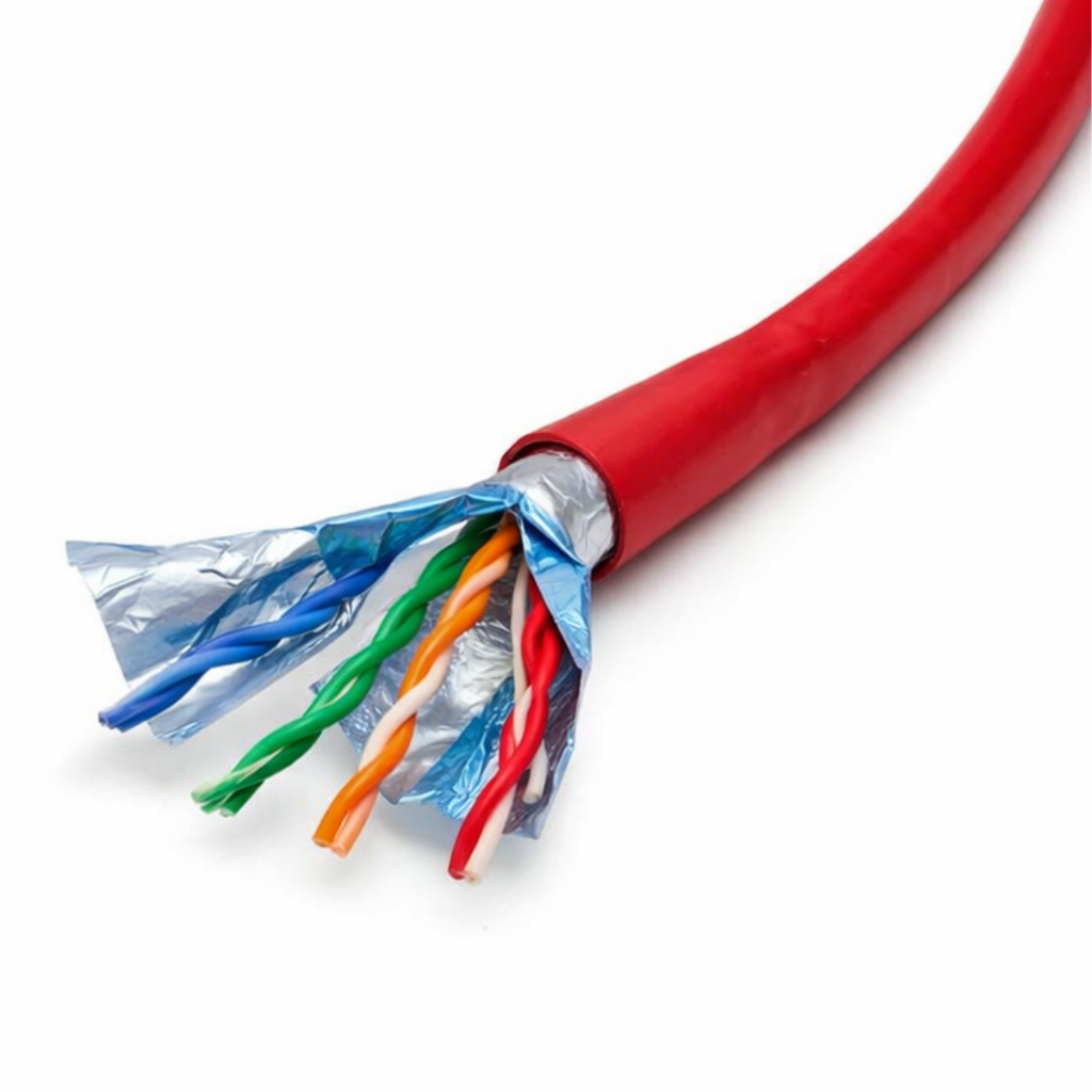 Cabo De Rede Cat6 Blindado 100m Vermelho Rj45 Patch Cord Giga Externo