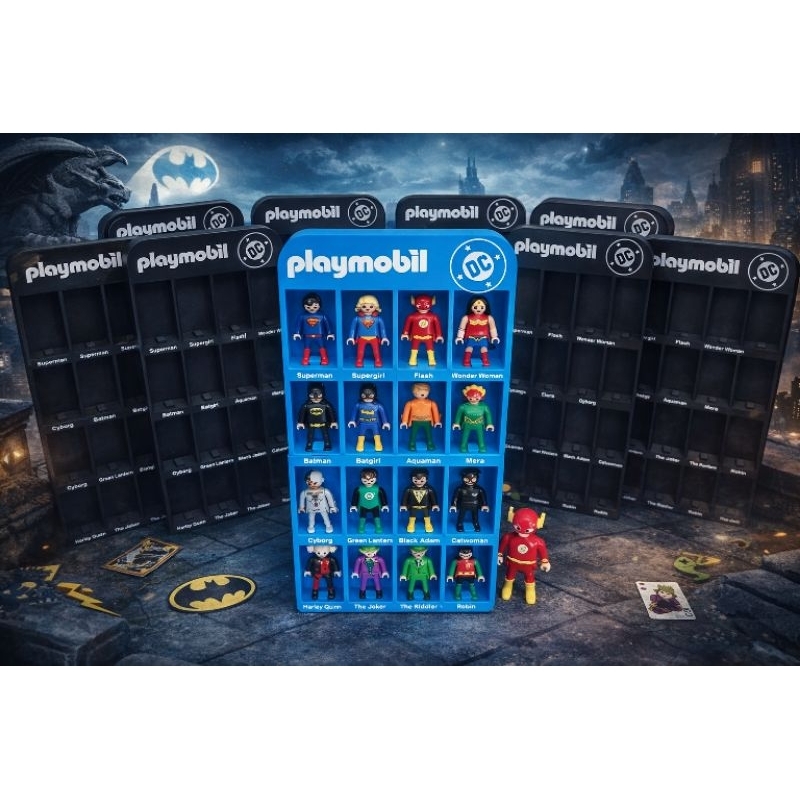 Expositor Playmobil Heróis DC |Suporte Organizador Bonecos | Impressão 3D |Várias Cores Disponíveis