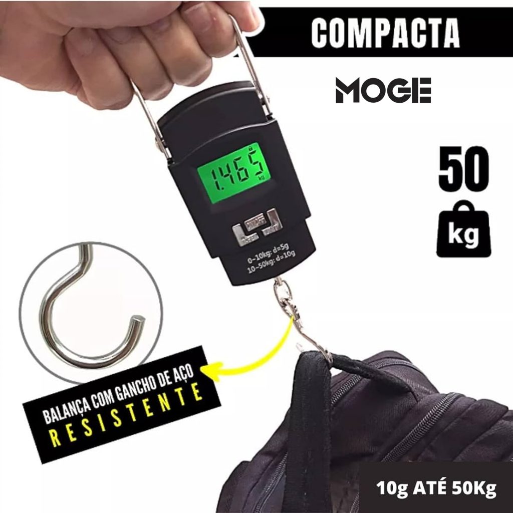 Imagem Balança Digital Portátil 50kg Tomate STC-02 | Gancho | Alta Precisão | Mala e Pesca
