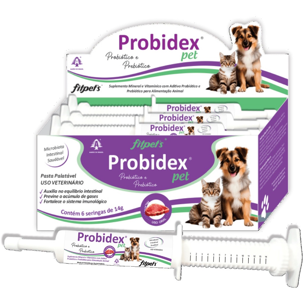 Probidex  14g - Suplemento Vitamínico Probiótico e Prebiótico para Cães e Gatos | 1 Bisnaga