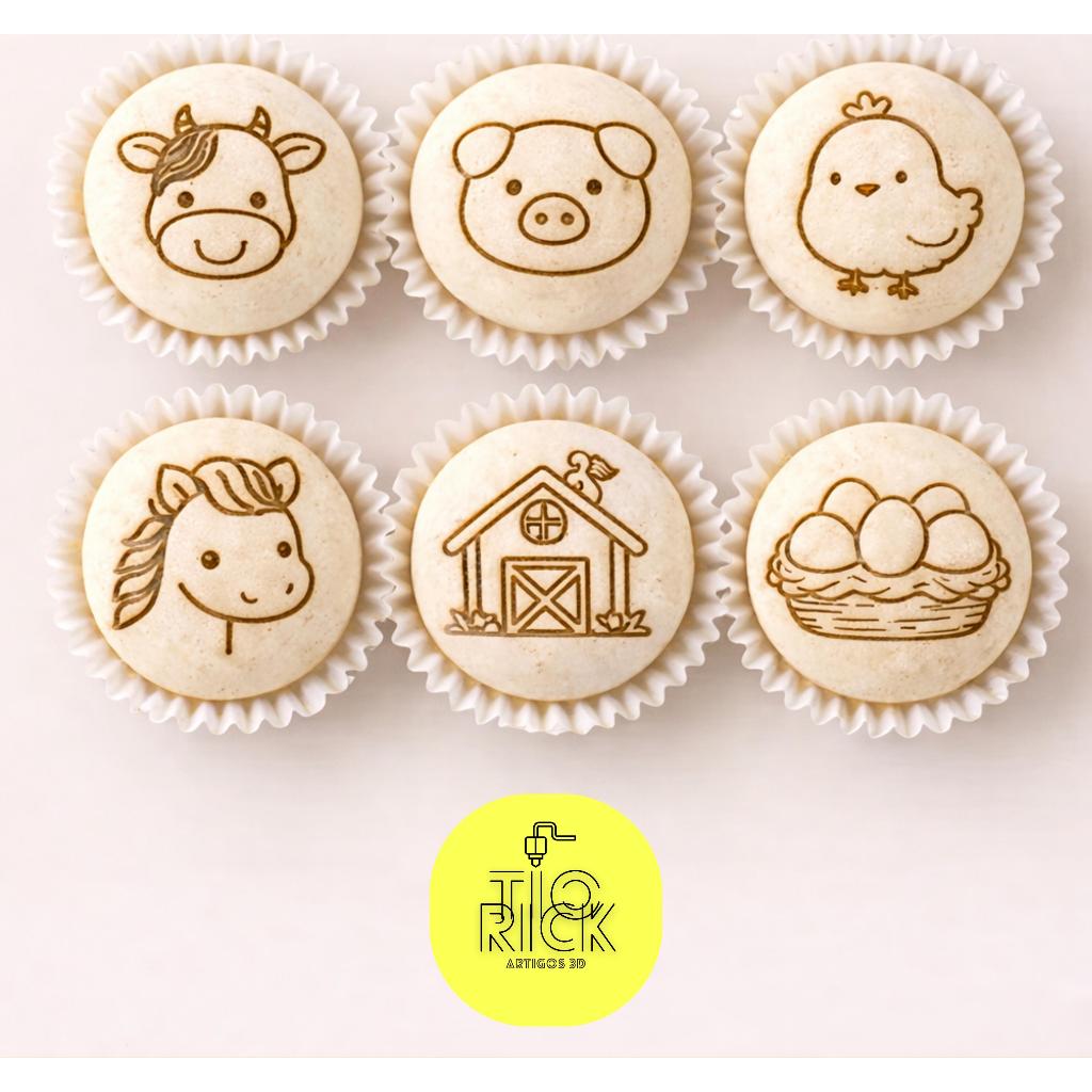 kit com 6 carimbos de brigadeiro | doces de festa | no tema Fazendinha para doces decorados