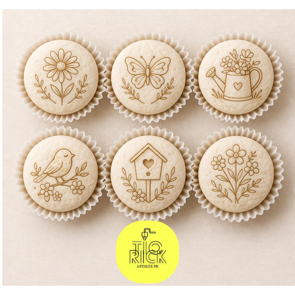 kit com 6 carimbos de brigadeiro | docinhos de festa no tema Jardim, borboletas para festa infantil