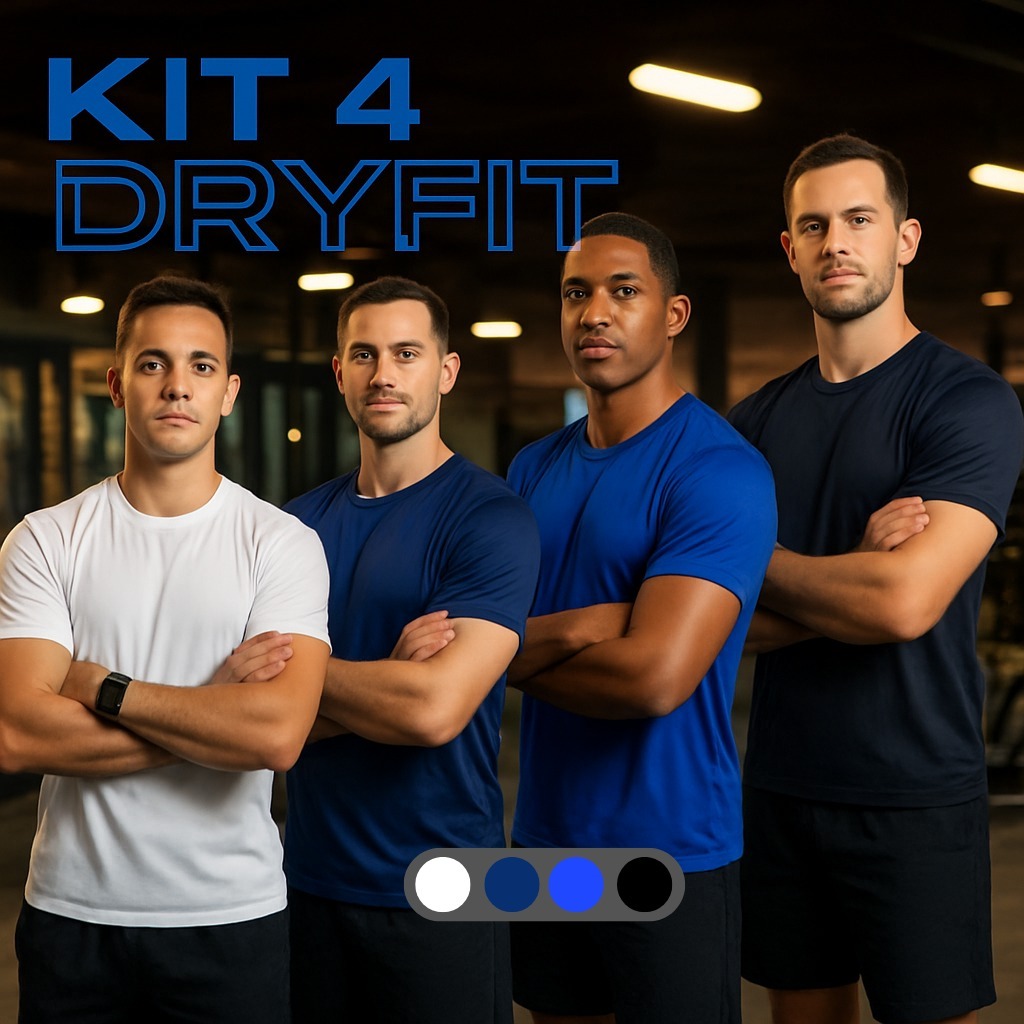 Kit 4 Camiseta Dry Masculina Manga Curta Fitness Academia Corrida CrossFit Poliester Premium